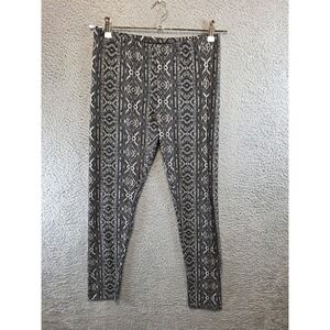 Pink Rose Leggings Womens L (Fits W29 x L27) Black Gray Tribal Aztec Boho Pants